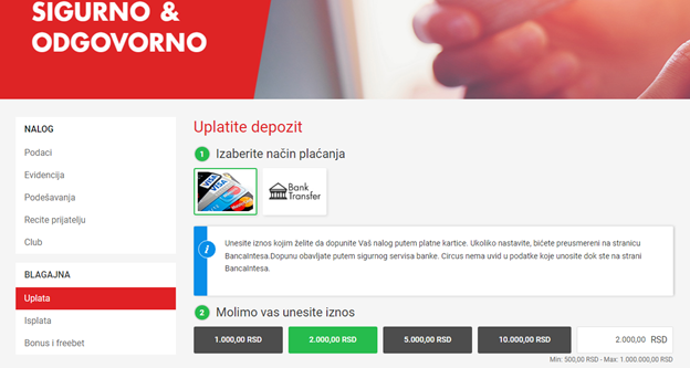 Circus online kladionica u Srbiji