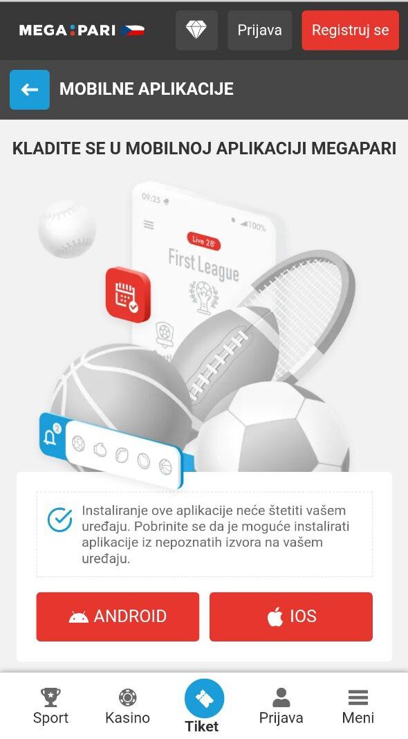 Megapari mobilna verzija sajta